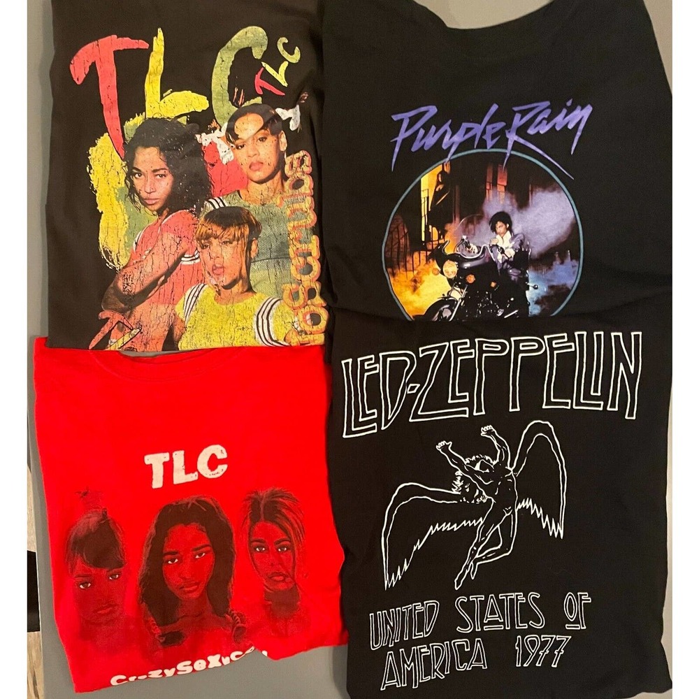 Lot of 4 Women's\ Band Graphic Tee's Size Large ~ Various Brands